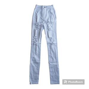 Aphrodite Women Style 4177 High Waist White Distressed Skinny Jeans - Size 3